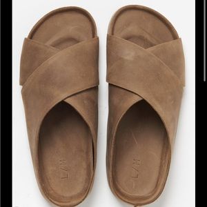ISO Lauren Manoogian Cross Leather Slides- Burnt Umber size 39